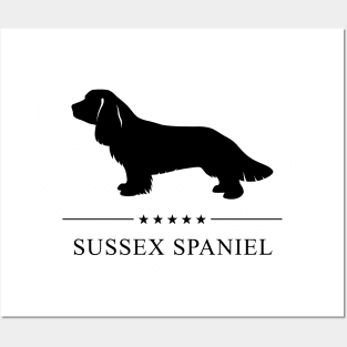 Sussex Spaniel Black Silhouette Posters and Art